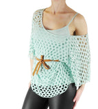 Tunika Shirt Netz Fledermaus Poncho Bluse TOP 3-tlg SET Gr XS-S-M