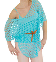 Tunika Shirt Netz Fledermaus Poncho Bluse TOP 3-tlg SET Gr XS-S-M