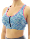 Sport BH Bustiers Comfort Top Shirt Bra Polster Reißverschluss Fitness QZ008