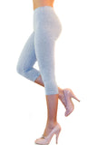 Damen Capri 3/4 Leggings Baumwolle hoher Bund Leggins Wäsche