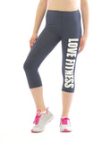 Capri 3/4 Leggings LOVE FITNESS Schrift Druck Baumwolle Leggins Hose