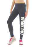 Lange Leggings Schrift Druck WORK OUT Leggins lang Baumwolle Fitness Hose