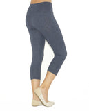 Capri 3/4 Damen Leggings  Baumwolle Hose hoher Bund mit Taschen