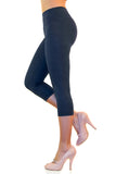 Damen Capri 3/4 Leggings Baumwolle hoher Bund Leggins Wäsche