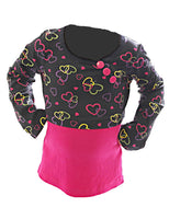 Kinder Mädchen Shirt Langarm Pullover Pulli Herz Muster Knopfleiste
