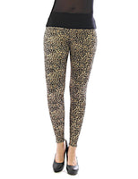 Damen Leggings lang hoher Bund Hose blickdicht Leo Leopard Tier-Muster Leggins