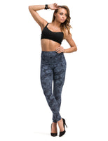 Damen Leggings lang hoher Bund Hose Muster gekämmte Baumwolle