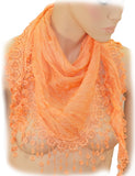 Schal Tuch Spitze Halstuch Rundschal Seide Baumwolle 1,5m lang Umhängetuch Weich