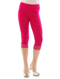 Capri 3/4 Leggings Spitze Baumwolle Damen blickdicht Hose Wäsche