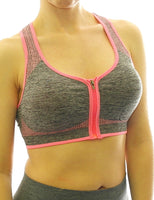 Sport BH Comfort Top Bustiers Shirt Bra Polster Reißverschluss Fitness 0323