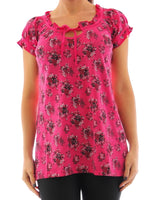 Damen Shirt Stretch T-Shirt Bluse Blumen Muster 520