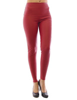 New Leggings lang Lederimitat Treggings wie Kunstleder Matt hoher Bund