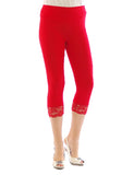 Capri 3/4 Leggings Spitze Baumwolle Damen blickdicht Hose Wäsche