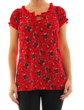 Damen Shirt Stretch T-Shirt Bluse Blumen Muster 520