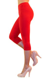 Damen Capri 3/4 Leggings Baumwolle hoher Bund Leggins Wäsche