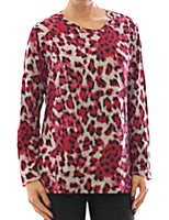 Damen Langarm Shirt Pullover Leopard Muster Bluse Tunika T-Shirt HR9903NLPL21