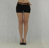 Damen Shorts mit Gürtel Hot Pants kurze Hose Bermuda Stretch