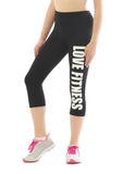 Capri 3/4 Leggings LOVE FITNESS Schrift Druck Baumwolle Leggins Hose