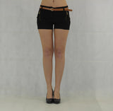 Damen Shorts mit Gürtel Hot Pants kurze Hose Bermuda Stretch