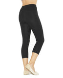 Capri 3/4 Damen Leggings  Baumwolle Hose hoher Bund mit Taschen