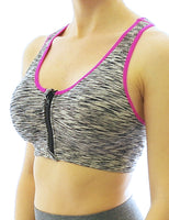 Sport BH Bustiers Comfort Top Shirt Bra Polster Reißverschluss Fitness QZ008