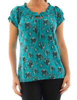 Damen Shirt Stretch T-Shirt Bluse Blumen Muster 520