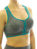 Sport BH Comfort Top Bustiers Shirt Bra Polster Reißverschluss Fitness 0323