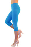 Damen Capri 3/4 Leggings Baumwolle hoher Bund Leggins Wäsche