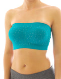 BH Comfort Bustier Top Push up Bra Sport Neon Farben Trägerlos Nieten 605-1