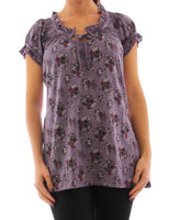 Damen Shirt Stretch T-Shirt Bluse Blumen Muster 520