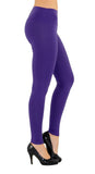 Damen Leggings Leggins lang hoher Bund blickdicht Baumwolle