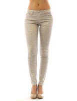 Damen Jeans Hose Hüftbund Skinny HÜFT Röre lang Leopard-Gold Muster H236