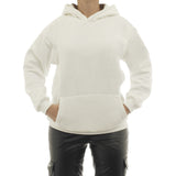 Damen Hoodie warm Vlies Kapuze Pulli Oversize Pullover Tasche vorne 7260