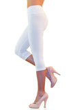 Damen Capri 3/4 Leggings Baumwolle hoher Bund Leggins Wäsche