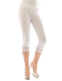 Capri 3/4 Leggings Spitze Baumwolle Damen blickdicht Hose Wäsche