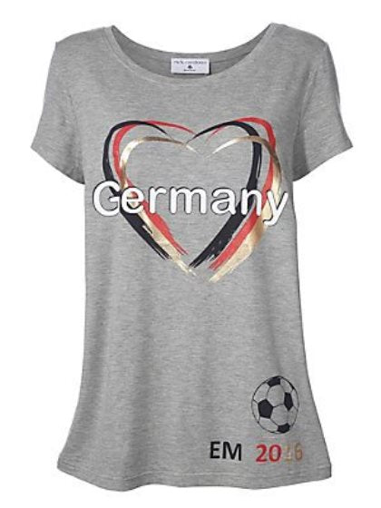 Rick Cardona Damen T-Shirt Germany Fussball EM 2016 Tunika kurzarm grau 004712