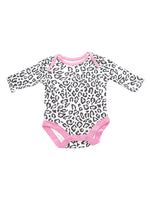 Kinder Schlafanzug Strampler Leopard Muster weiß 56cm