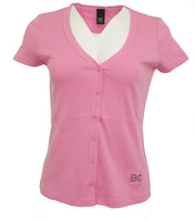 B.C. Damen Shirtjacke Jacke Shirt Ziersteinchen kurzarm rosa 031940