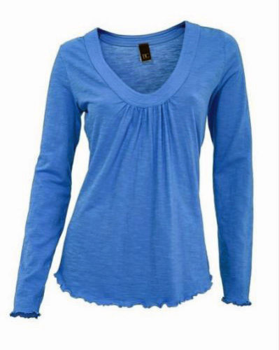 B.C. Damen Rundhalsshirt Shirt Langarm Bluse Tunika blau Gr. 44 046783