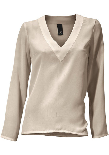 B.C. Damen Schlupfbluse Bluse Shirt langarm Tunika taupe 091359