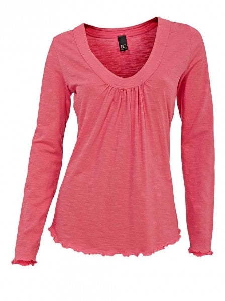 B.C. Damen Rundhalsshirt Shirt Bluse Tunika Langarm Pullover koralle 094821