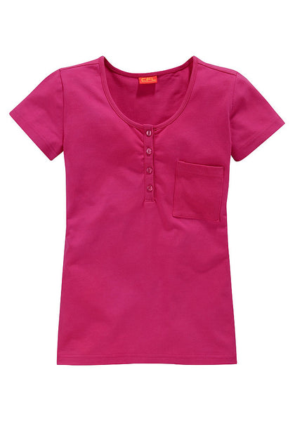CFL Kinder T-Shirt Kurzarm Knopfleiste pink 152/158 110137