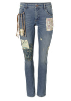 Mandarin Damen Jeans Hose Destroyed Stretch blue denim Gr. 34 198781
