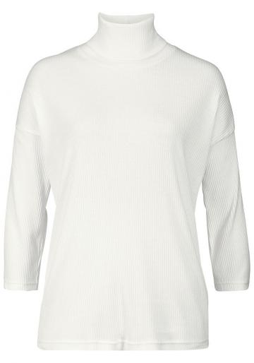 Chillytime Damen Rippenshirt Rollkragen Shirt 3/4 Arm weiss 215627