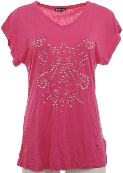 Chillytime Shirt Longshirt Bluse T-Shirt Tunika Top Nieten V-Neck Pink 266691