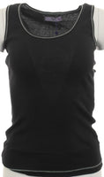 AJC Damen Tanktop Shirt Bluse Tunika T-Shirt Top Tank Baumwolle Schwarz 286864
