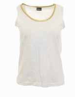Chillytime Damen Top Tank gold Rundhals Shirt Tunika Bluse T-Shirt weiß 303313