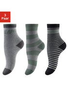Vivance Kinder Jungen Socken 3 Paar Strümpfe Streifen grau grün 31/34 377611
