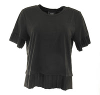OBJECT Damen T-Shirt mit Plissee kurzarm schwarz 396380-XS