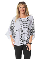 Chillytime Damen T-Shirt Tiger Muster Shirt 3/4 Fledermausärmel weiss 413878